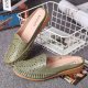 Handmade Stitching Non Slip Hollow Out Easy Slip On Backless Flats