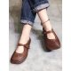 Women Casual Knotted Hook Loop Wide-toe Shoes Leaf Hollow Design Flats