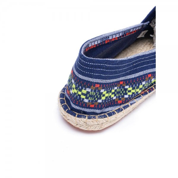 Ethnic Splicing Colorful Striped Linen Comfy Breathable Slip On Casual Espadrille Flat Shoes