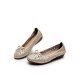 Women Leather Round Toe Breathable Hollow Bow Decoration Slip On Flat Loafers Shoes