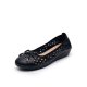 Women Leather Round Toe Breathable Hollow Bow Decoration Slip On Flat Loafers Shoes