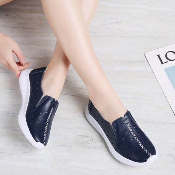 Women Stitching Decor Lightweight Comfy Non Slip Soft Casual Slip On Loafers