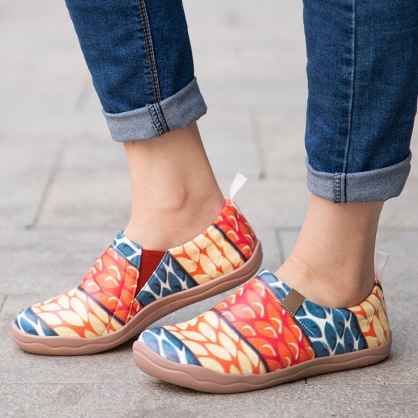 Women Sunset Pattern Slip Resistant Outdoor Comfy Slip On Flats