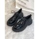 Women British Style Comfy Wearable Black Lace Up Platform Casual Shoes