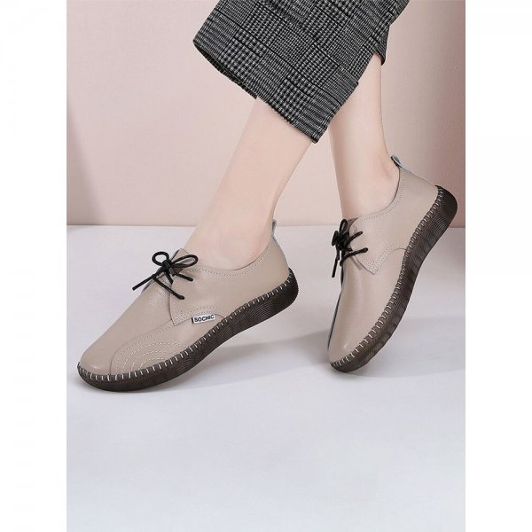 Women Brief Solid Color Slip-on Stitching Round Toe Flat Loafers Shoes