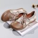 Bowknot Lace Up Printing Slip Resistant Casual Flat Shoes