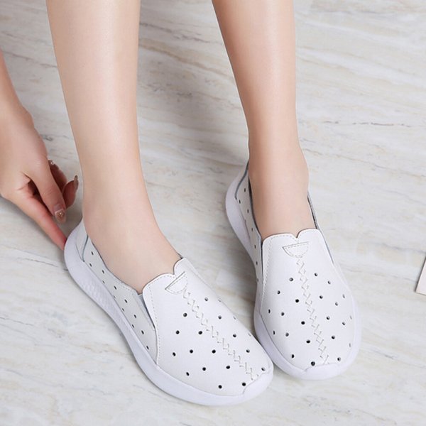 Women Stitching Decor Lightweight Comfy Non Slip Soft Casual Slip On Loafers