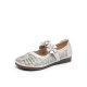 Women Floral Decor Carved Hollow Out Breathable Soft Leather Mary Jane Flat Shoes