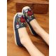 Women Old Peking Ethnic Retro Floral Embroidered Comfy Breathable Linen Casual Flat Shoes