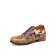 Natural Flowers Pattern Stitching Cowhide Leather Comfy Lace Up Flat Shoes Loafers