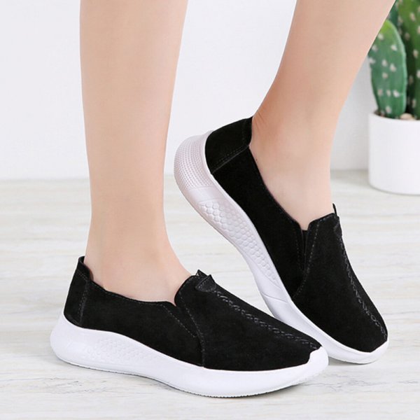 Women Stitching Decor Lightweight Comfy Non Slip Soft Casual Slip On Loafers