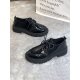 Women British Style Comfy Wearable Black Lace Up Platform Casual Shoes