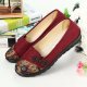 Floral Chinese Knot National Style Vintage Cotton Slip On Flat Shoes