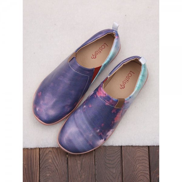 Women Sunset Pattern Slip Resistant Outdoor Comfy Slip On Flats