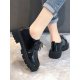 Women British Style Comfy Wearable Black Lace Up Platform Casual Shoes