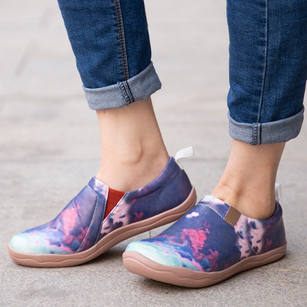 Women Sunset Pattern Slip Resistant Outdoor Comfy Slip On Flats