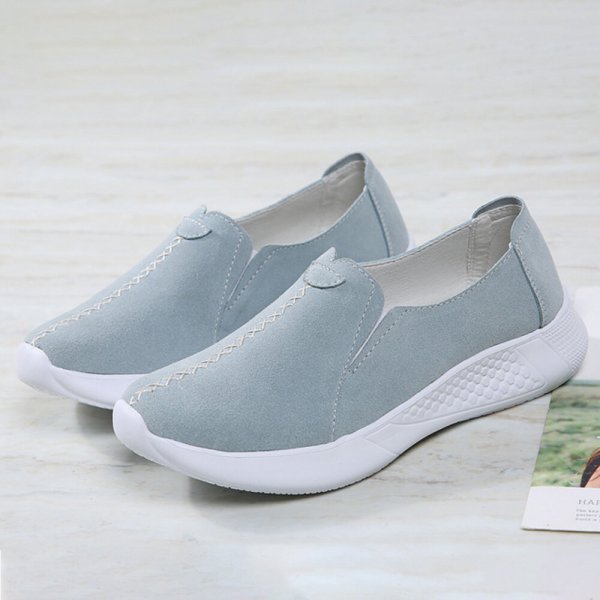 Women Stitching Decor Lightweight Comfy Non Slip Soft Casual Slip On Loafers