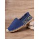 Ethnic Splicing Colorful Striped Linen Comfy Breathable Slip On Casual Espadrille Flat Shoes