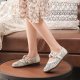 Women Floral Decor Carved Hollow Out Breathable Soft Leather Mary Jane Flat Shoes